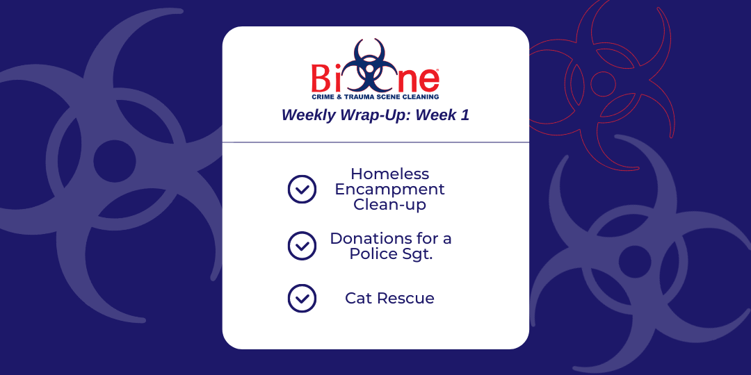 Bio-One Homeless Encampment, Rescuing Cats, Donating to Police Officer Bio-One Homeless Encampment, Rescuing Cats, Donating to Police Officer